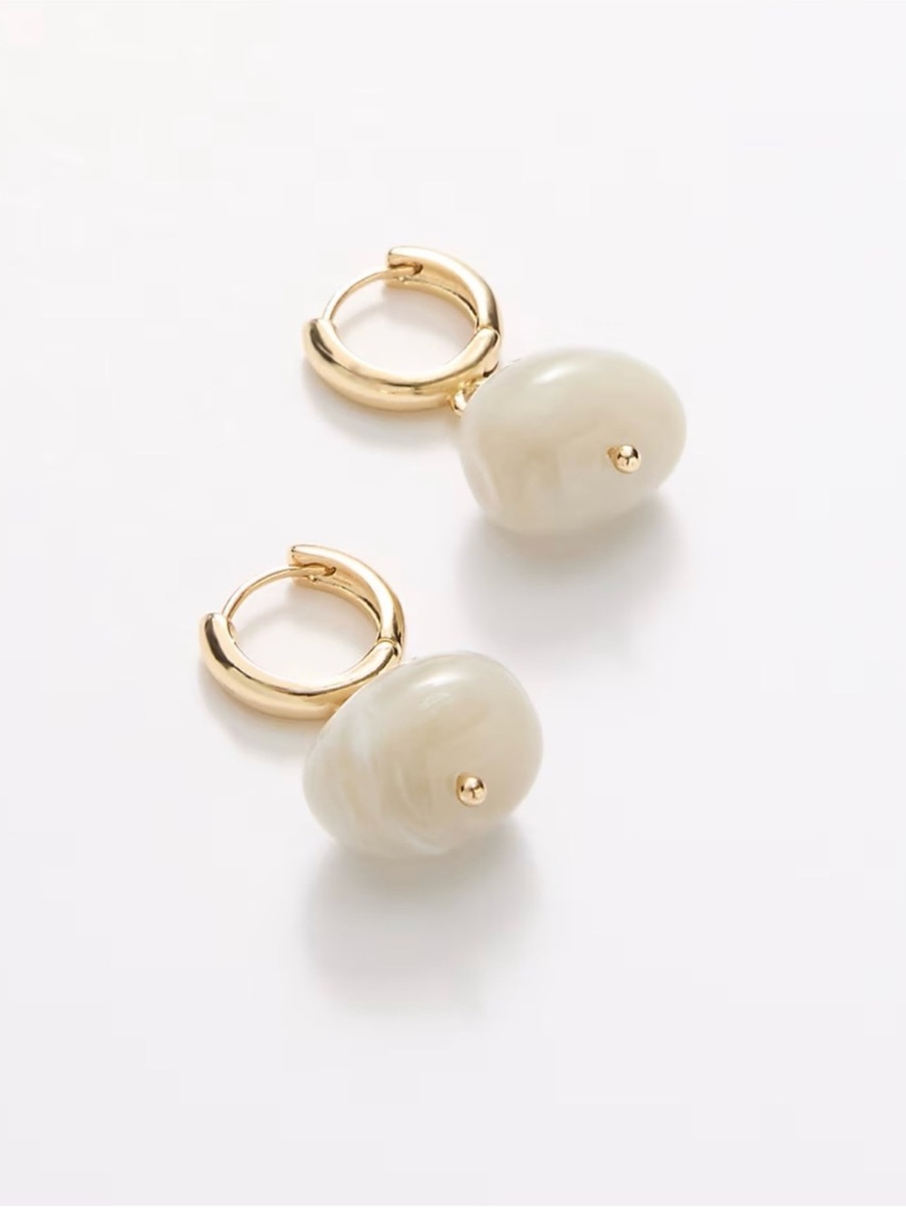 Express Gold pearl drop huggie Hoop Earring